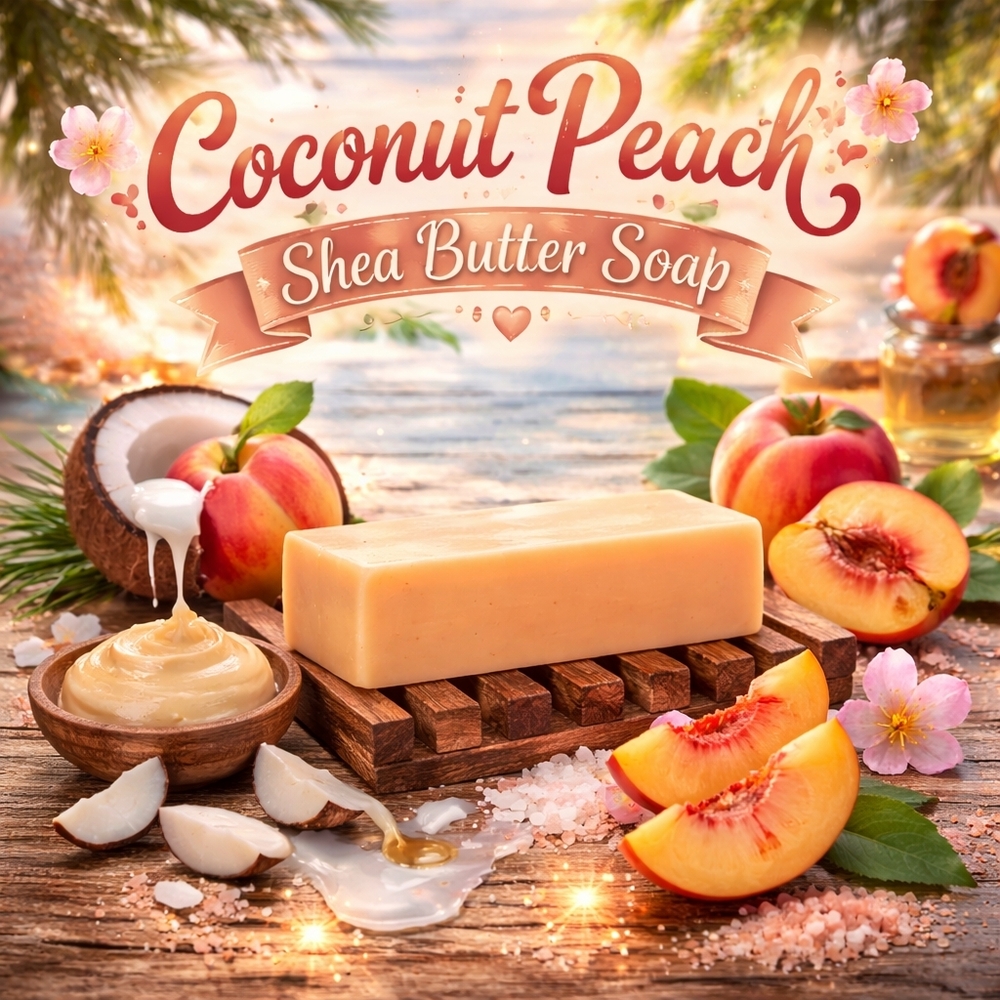 Tropical Coconut Peach Shea Butter Soap 4oz Bar